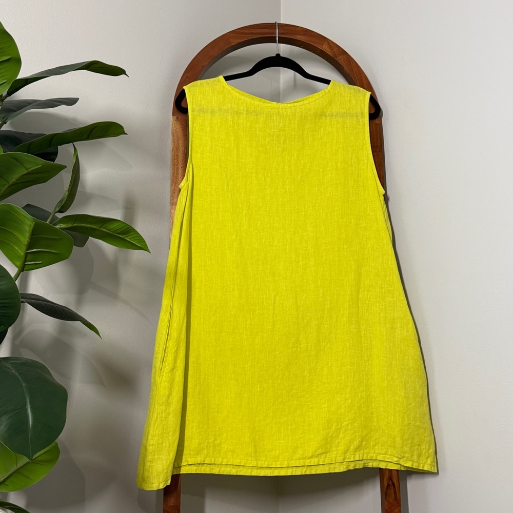 Bryn Walker SMALL Chartreuse Yellow 100% Linen Sleeveless Tunic Top